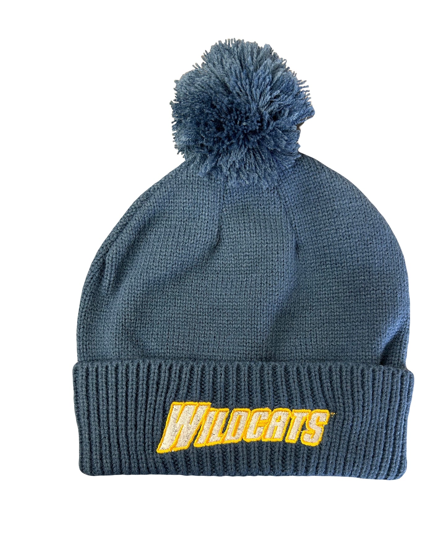 Ribbed Knit Roll Up Hat w/Pom Vintage Blue