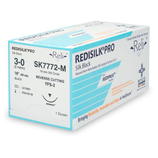 Suture with Needle (3-0, Silk Braided) Single