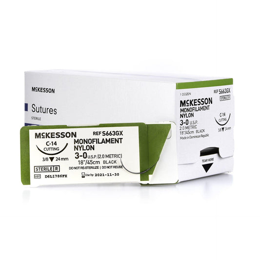 Suture with Needle (3-0, Nylon) Single