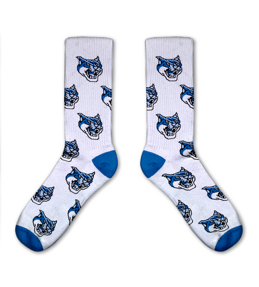 Cotton Ribbed Athletic Crew Sock - Repeating Wildcat