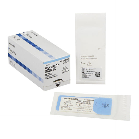 Suture with Needle (4-0, Silk Braided) Single